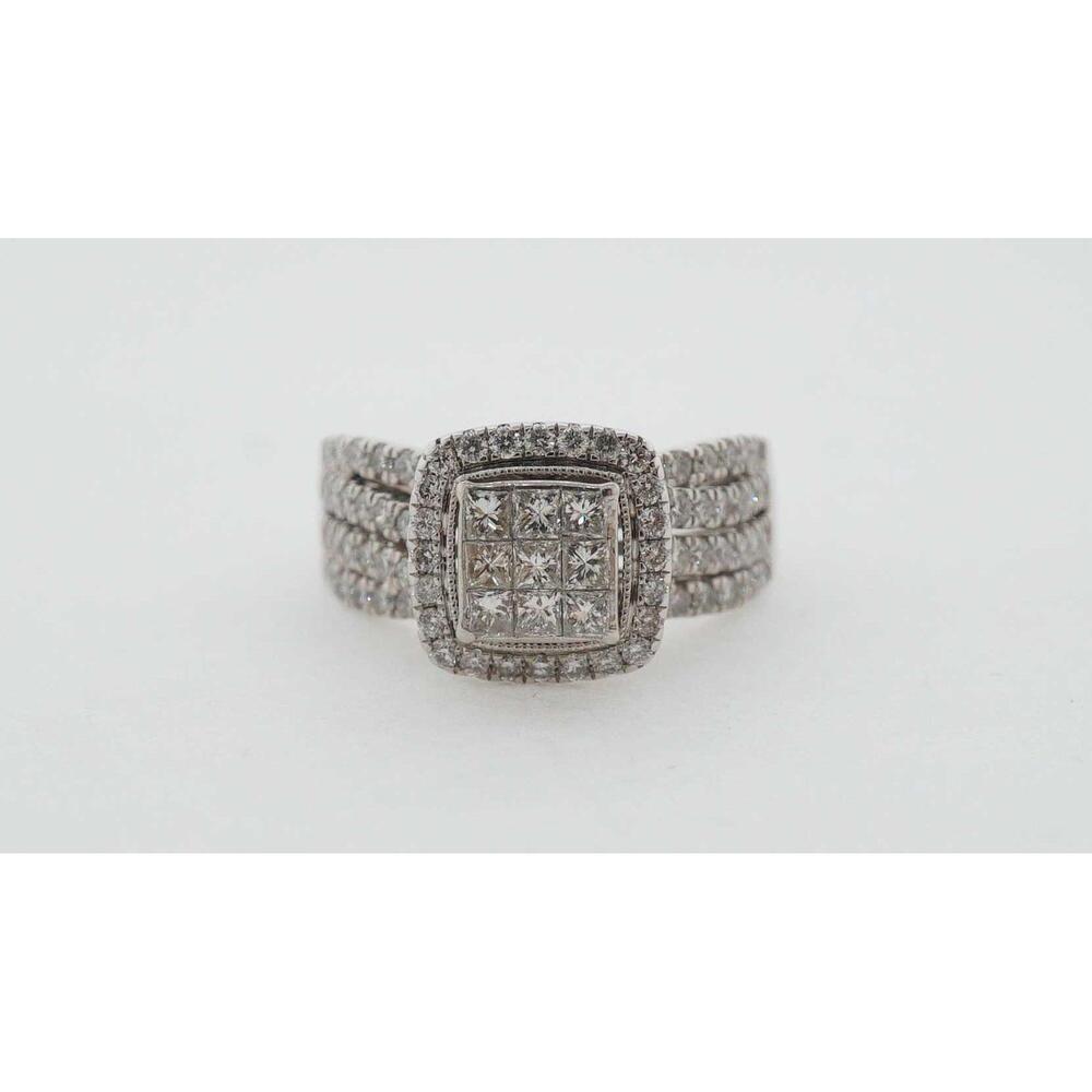 10k White Gold Estate Diamond Engagement Ring 2.10 TCW Vintage Style Estate Sale